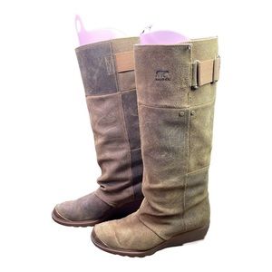 Sorel Womens Toronto Tall Knee High Tan Suede Leather Wedge Heel Boots Size 8.5